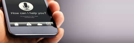 Voice Recognition Technology. Mobile Phone Control And Internet Searchの写真素材