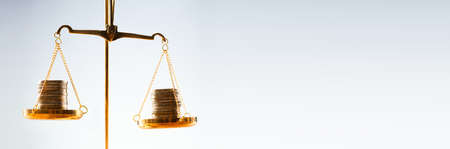 Money Justice Scales Weighing. Payment Balance And Taxの写真素材