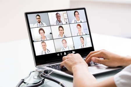 Medical Doctor Holding Online Elearning Video Conference