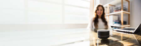 Voice Assistant Speaker Smart. Home And Office Controlの写真素材
