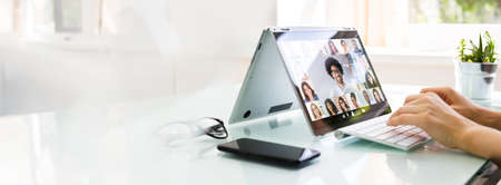 Online Video Conference Interview Call And Call Meetingの写真素材