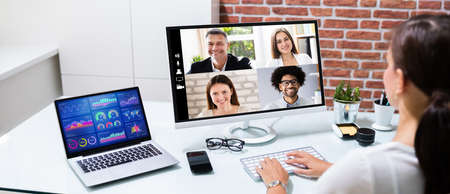 Online Video Conference Call. Remote Webinar Meeting