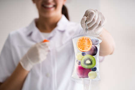 IV Drip Vitamin Infusion Therapy Saline Bagの写真素材