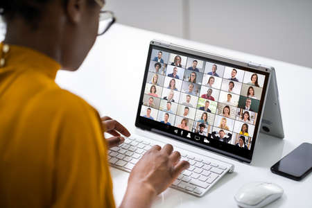 Online Video Conference Work Call Or Webinarの写真素材