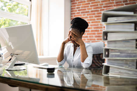 African  Business Woman Tired And Stressedの写真素材