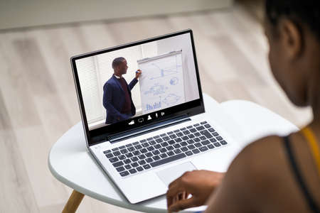 Online Virtual Video Conference Training On Laptop Computer