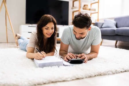 Young Family Save Tax Money For Retirement Insuranceの写真素材