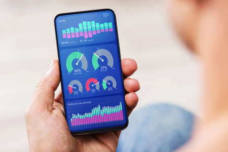 Mobile Phone And Smartphone Analytics Graph KPI