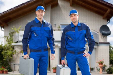 Construction Worker Tradesman And Plumber Man Serviceの写真素材
