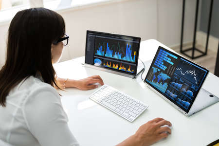 KPI Dashboard On Computer. Emerging Markets Analyst