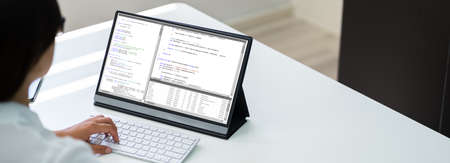 Woman Coder Or Programmer With Computer Tablet