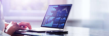 Marketing Business Advisor Using Laptop Computer At Desk
