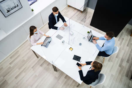 Face Mask Office Social Distancing Meeting Or Interview