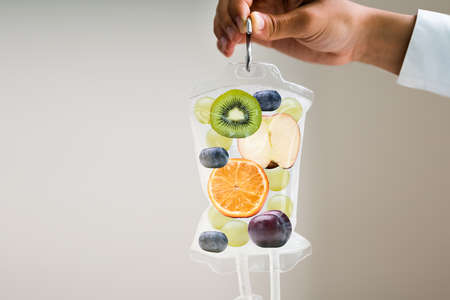 IV Drip Vitamin Infusion Therapy Saline Bagの写真素材