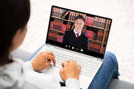 Online Video Conference Call With Lawyer On Computerの写真素材