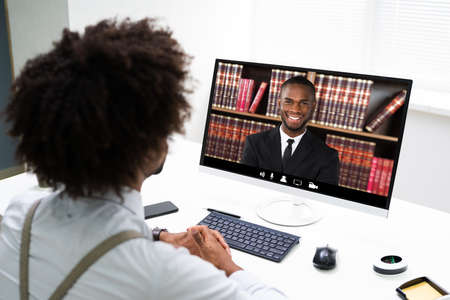 Video Conference Meeting With Lawyer Or Attorneyの写真素材