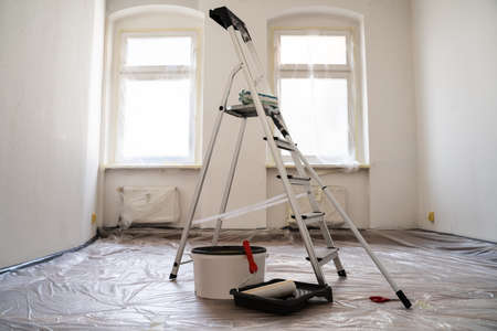 House Wall Paint Inside. Maintenance Painting Serviceの写真素材