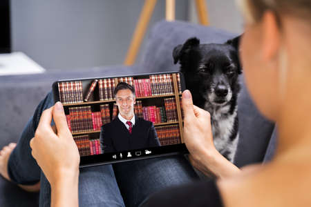 Video Conference Meeting With Attorney Or Lawyer On Tablet