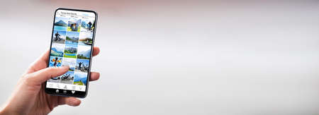 Social Media Profile And Feed On Cellphone Or Smartphoneの写真素材