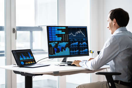 KPI Data Analyst Dashboard. Information Technology On Laptop