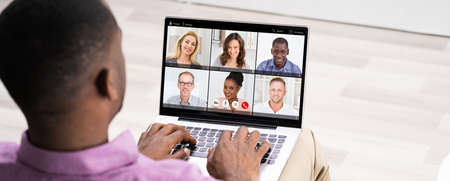 Online Video Conference Webinar On Laptop Computer