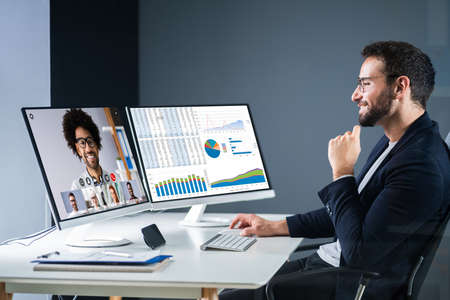 Online Video Conference Interview Meeting. Conferencing Webinar
