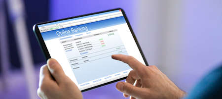 Man Using Online Bank To Pay Money