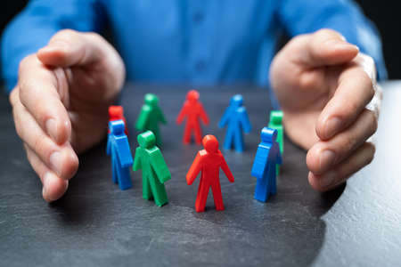 Protecting Equal Business People Chain. Safety Conceptの写真素材