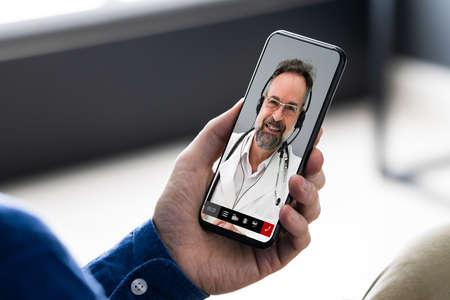 Medical Online Video Conference With Doctor On Laptop Computer
