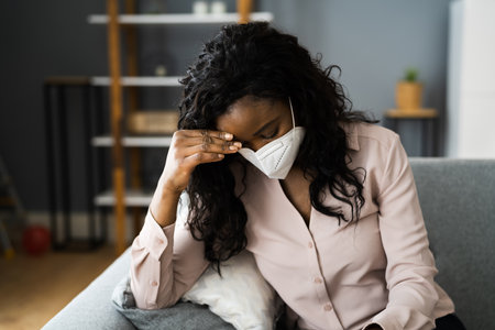 African American Covid-19 Patient With Fever And Acheの写真素材