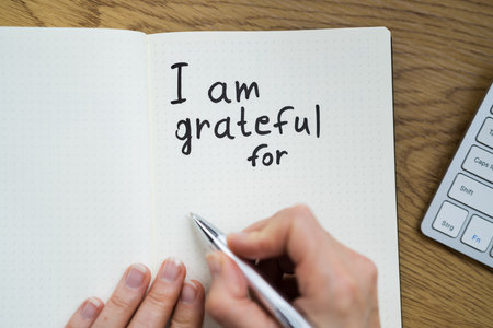 Gratitude Journal. Writing I Am Grateful Conceptの写真素材