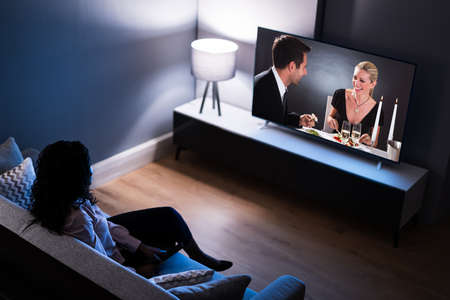 Smart Led TV In Living Room At Night