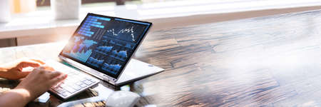 Financial Analyst Female Using Dashboard Data Graphsの写真素材