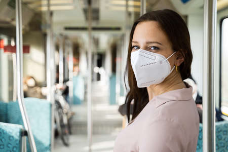 Subway Transport Or Metro With FFP2 Face Mask