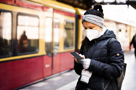 Subway Transport Or Metro With FFP2 Face Mask