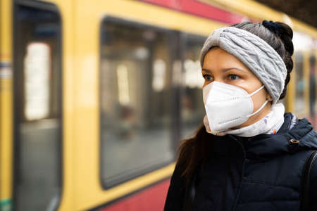 Subway Transport Or Metro With FFP2 Face Maskの写真素材