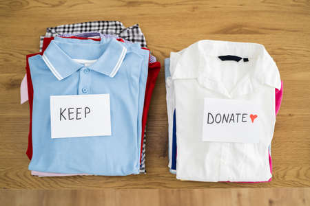 Declutter Clothes Wardrobe. Keep And Donate Fashion