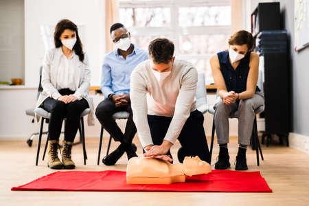 First Aid CPR Resuscitate Training In Face Maskの写真素材