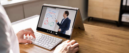 Virtual Online Training Program With Coach Panoramic Bannerの写真素材