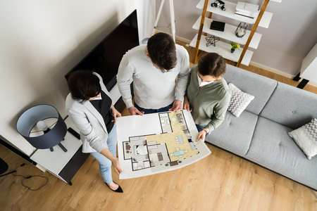 Buying Real Estate House Wearing Maskの写真素材