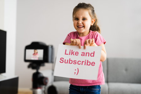 Video Blogger Child. Home Leisure And Fun