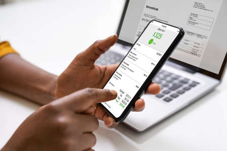 Digital Invoice Document Or Payment Receipt On Mobile Phone