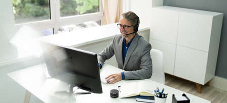 Confident Senior Man Video Conference Chat Portrait