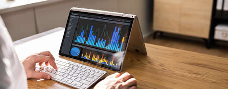 KPI Predictive Analytics Data Dashboard On Business Laptopの写真素材