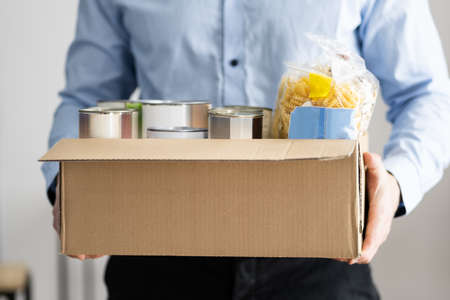 Food Drive Bank. Donating Tin Can Boxの写真素材