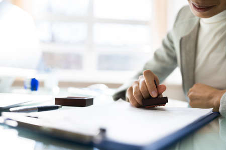 African American Notary Rubber Paper Stamp. Approved Permitの写真素材