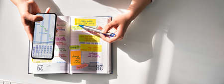 Calendar Schedule List In Diary And In Mobile Phone