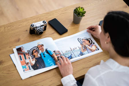 Looking Look At Family Photo Album. Memory Book