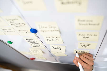 Writing Kanban Business Board On Wall In Officeの写真素材