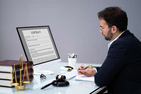 Online Law And Legal Tech. Lawyer Using Technology